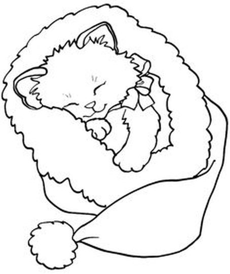 Christmas Cat Coloring Pages Part 2